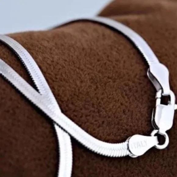 “20” 925 STERLING SILVER SNAKE FLATE NECKLACE - Picture 5 of 7